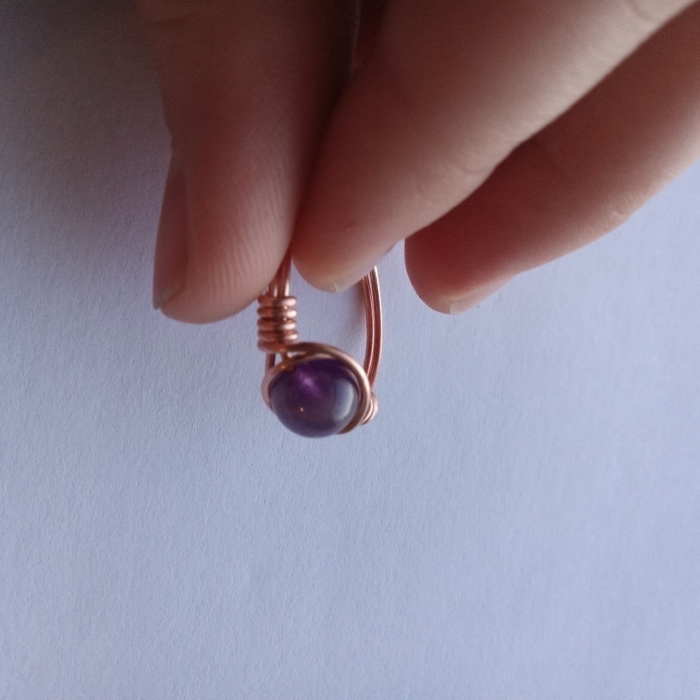 Amethyst wire wrapped ring size 8 - Picture 6 of 7